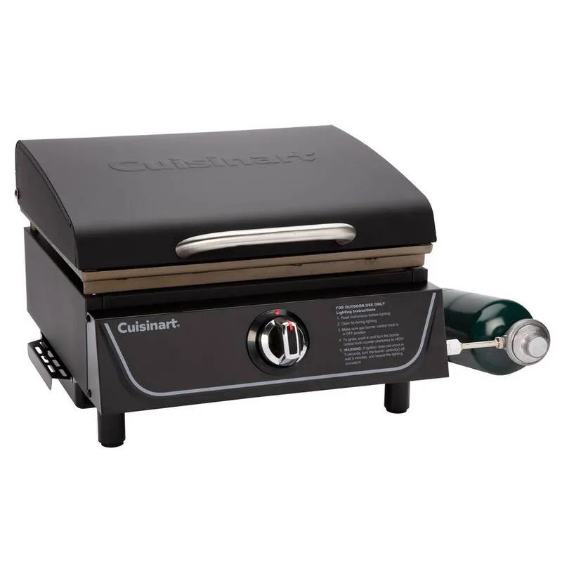 1-Burner, Tabletop Gas płyta grillowa 1-Burner z okap czarny, 43,2 cm