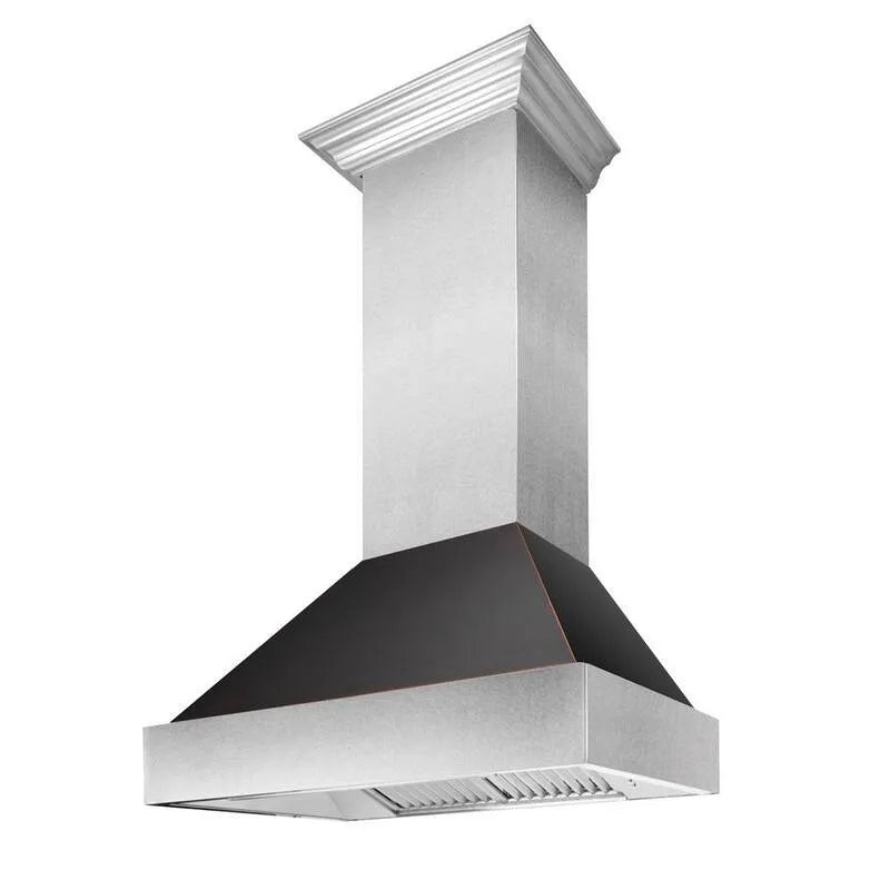 Okap kuchenny, Okap, 400 CFM, 76,2 cm, Stal nierdzewna, Wall- Montable, Brąz z gumy olejowej