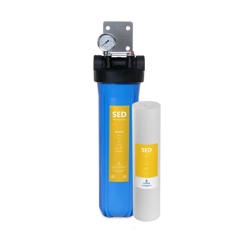 1-Stage System filtrowania wody w całym domu, 2,5 cm, 1-Etap, Filtr uszczelniający, łatwe uwolnienie, zawiera parametr ciśnienia