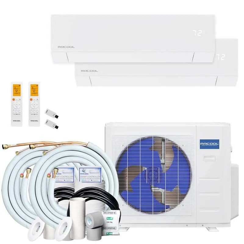 2.25-Ton MRCOOL 2.25- Ton Split Mini System, 23.8 SEER, 27000 BTU, 16 ft, 230V, 2-Zone, 12K