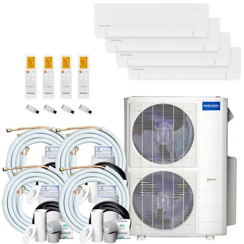 3-9K 4-Ton MRCOOL 4- Ton Split Mini System, 22.4 SEER, 48000 BTU, 16ft, 230V, 4-Zone, 3- 9K, 18K