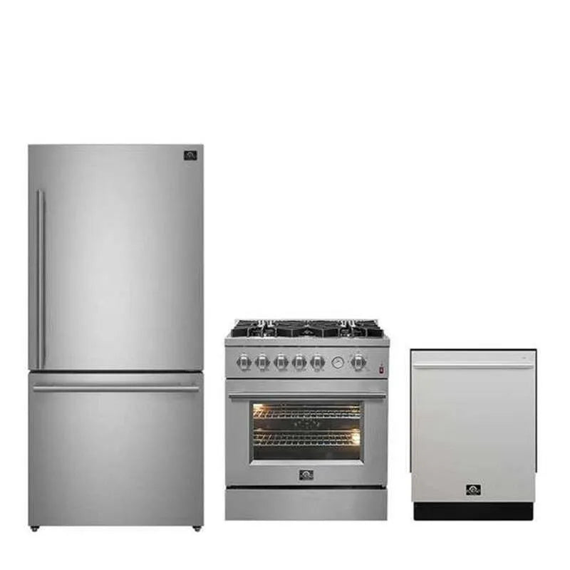 Zmywarka, 3-elementów Gaz do drzwi 3-kawałek, Stal nierdzewna, 76,2 cm, 5 Palnik, 3-kawałek Bundel kuchenny, do zabudowy zmywarce, Lodówka drzwi francuski