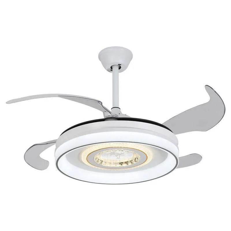 3-Color Sufit wentylator 3- kolor, 107 cm, Kryty biały nowoczesny Retractable 107 cm, Odwracalny silnik i zdalny