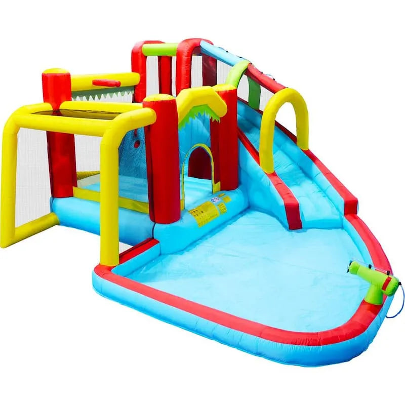 Niebieski 7.9 ft, D Kiddie Basen z pistoletem wodnym i Mur wspinaczkowy i koszykówka i piłka nożna, 350,5 cm, 15 ft