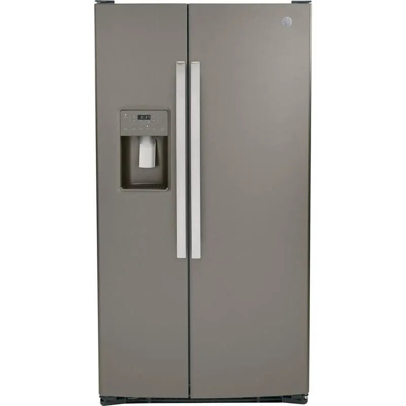 GE, 716,4 l. Side- by- Boczne Refri rator w Slate, Standardowe głębokości