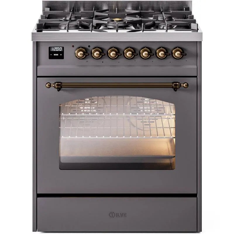 5-Burner wolnostojący Dual Paliwo Zakres 5- Burner, 76,2 cm, Nostalgie II 76,2 cm wolnostojący Dual Paliwo Zakres w Graphite Matte z Brązowym Trem