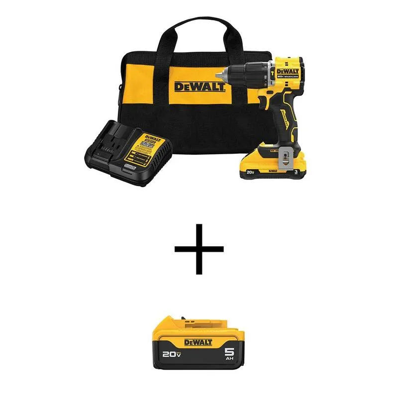 DEWALT 3.0Ah, 20V, 1 / 5,1 cm, 5.0Ah Bateria, kompaktowy wiertarka udarowa z 3.0Ah Bateria, Ładowarka i Bag, akumulatorowy konstrukcja, kompaktowy przenośny konstrukcja