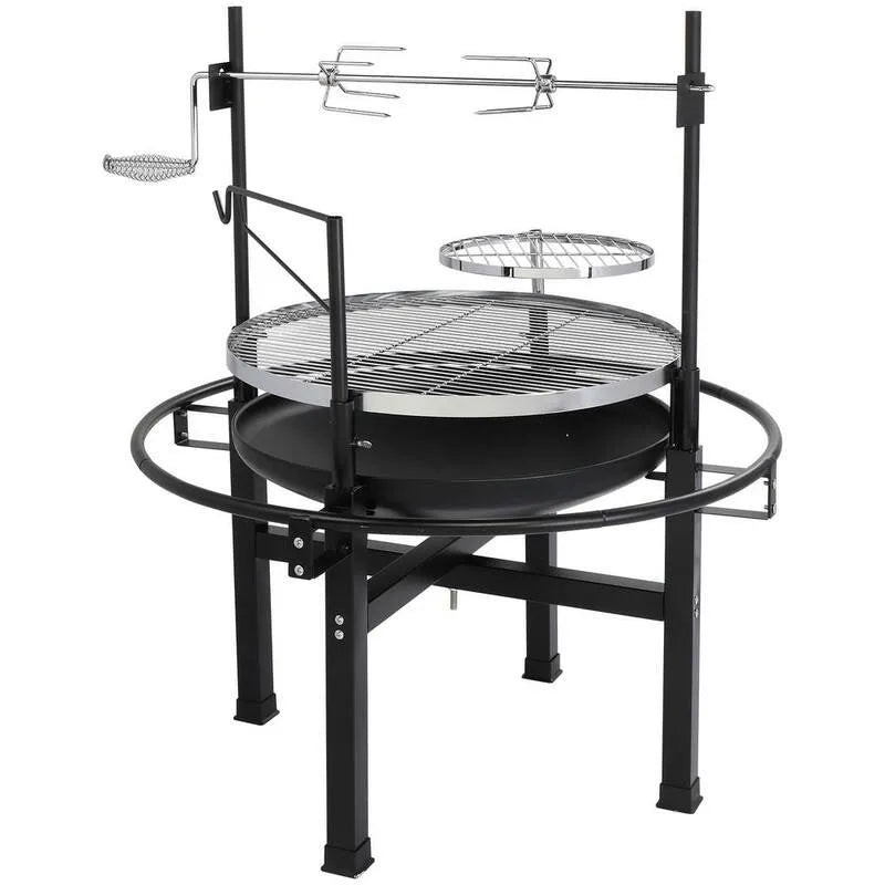 W Przenośny grill węglowy, 85,1 cm, Kompaktowy projekt przenośny, Czarny