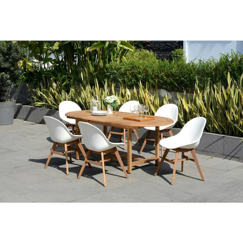 Teak Oval Patio Zestaw 7-elementów, Carilo, Deluxe Teak Oval Patio Zestaw jadalny