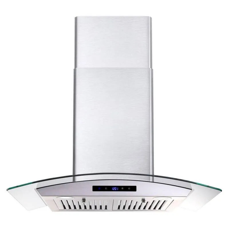 Okap kuchenny, Okap LED-światło migające, 76,2 cm, Stal nierdzewna, Wall- Mountable, Filtry do bafflera, Montaż ścienny z klejonym / bezkostnym przekładnią