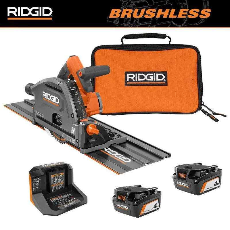 RIDGID Ah Baterie i ładowarka Kit, akumulatorowy konstrukcja, 18V, 6-1 / 5,1 cm, Tor Piła, 4.0 Ah, bezszczotkowy