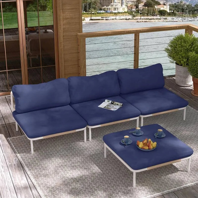 Sofa działowa, 4 szt., Na zewnątrz, Niebieski, Salon