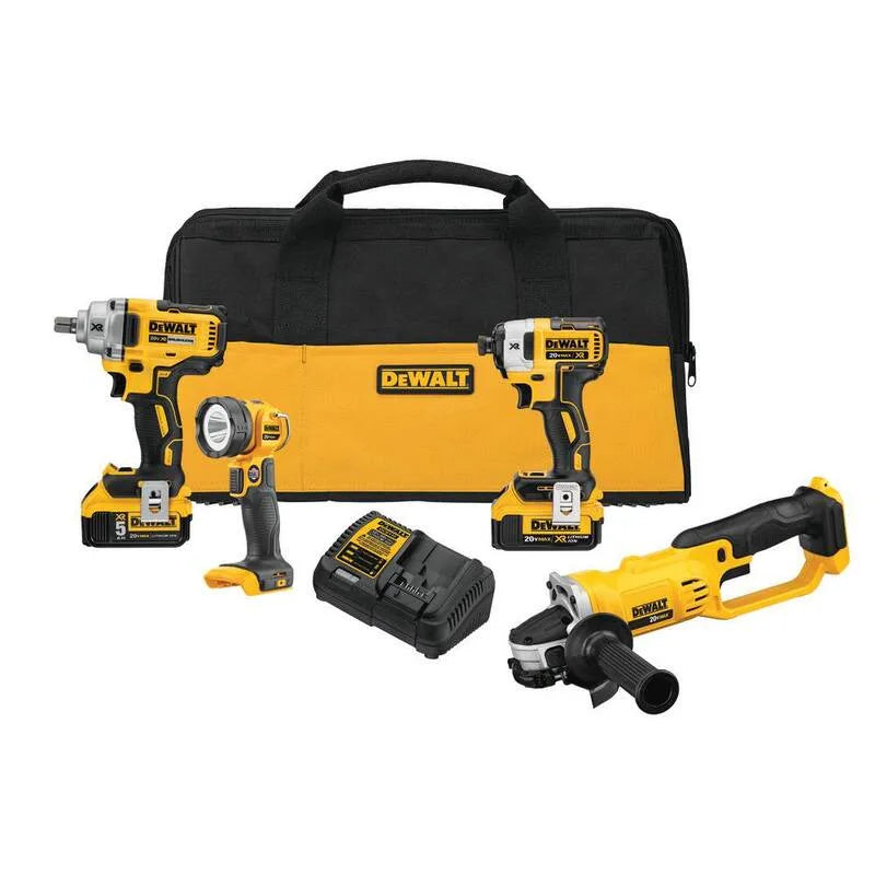 DEWALT 5.0Ah Zestaw narzędzi Combo, 20V, akumulatorowy konstrukcja, 20V Baterie i ładowarka, 4 Narzędzie