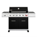 6-Burner Storage Cabinet 74000 BTU 6- Burner, Propan płynny, Grill gazowy BBQ z Sear Burner i Burner boczny, Czarny