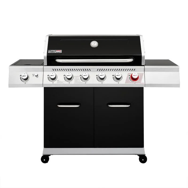 6-Burner Storage Cabinet 74000 BTU 6- Burner, Propan płynny, Grill gazowy BBQ z Sear Burner i Burner boczny, Czarny