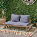 Szary drewniany na zewnątrz Patio Loveseat z ciemnoszarych poduszki, Sedona