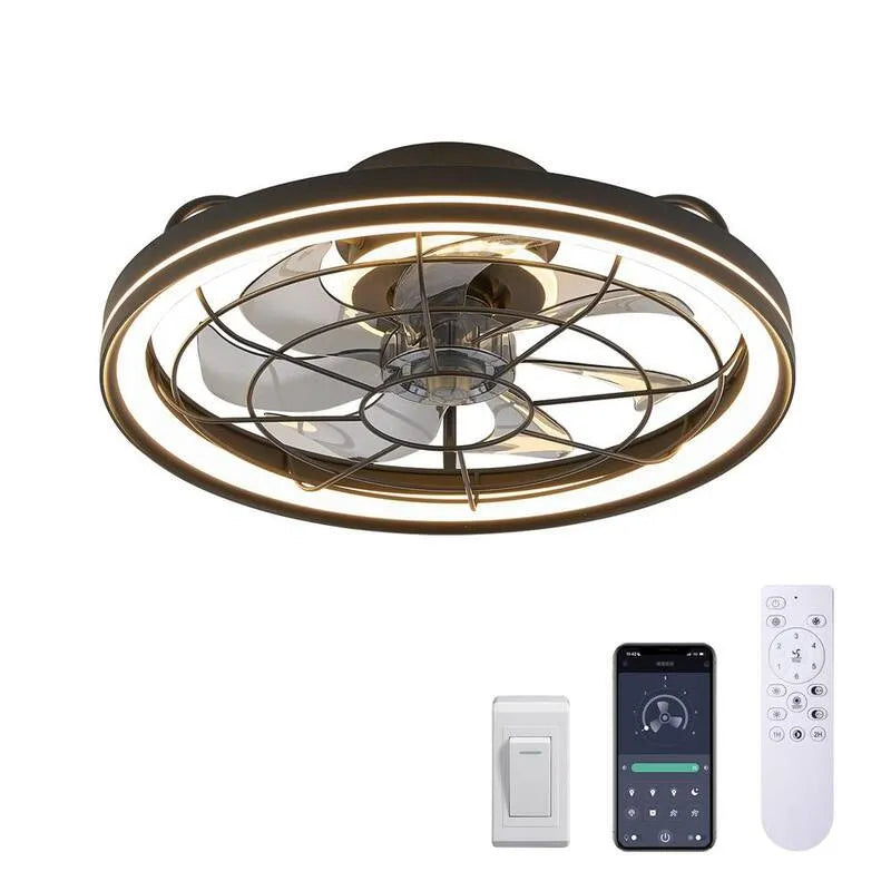 Wentylator sufitowy, 48,3 cm, Kryty, z pilotem, z diodą LED, Czarny