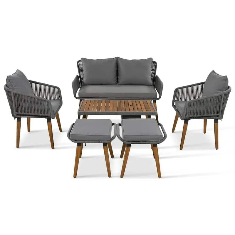 Sektorowa sofa, Na zewnątrz, Patio, Szary, Drewno, Szary, Salon Siedzenie modułowe
